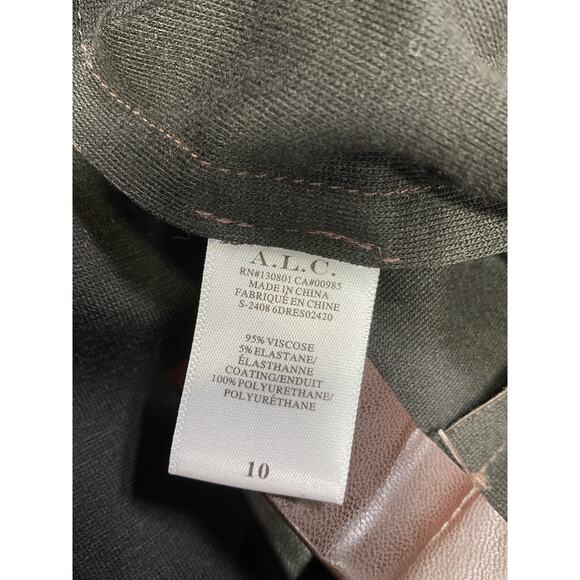 A.L.C. 'Charlotte' Brown Faux-Leather Halter Sleeveless Midi Dress Size 10 - Picture 5 of 5